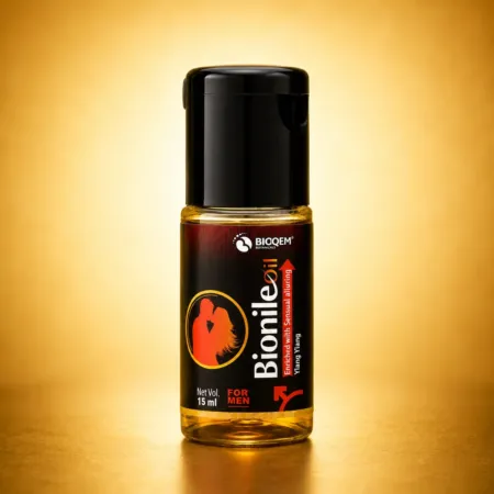 Bionile Oil bottle by Bioqem Pharma – herbal massage oil for men