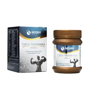 Virya Vardhana Powder box and jar with composition panel – ashwagandha and shatavari powder