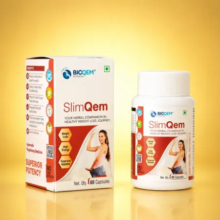 SlimQem Capsules bottle by Bioqem Pharma – ayurvedic weight capsule