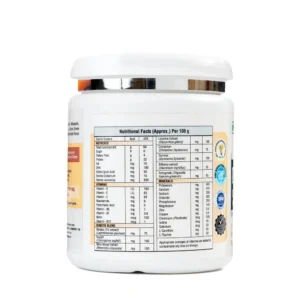DiboWell tub label with nutritional facts and herb blend per 100 g