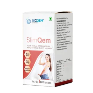 SlimQem Capsules Ayurvedic capsule carton by Bioqem Pharma