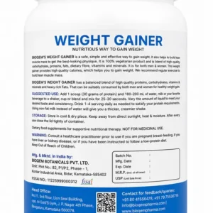 Bioqem Weight Gainer tub front label – weight gain shake